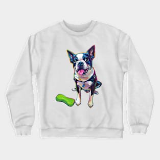 BOSTON TERRIER WITH TOY Crewneck Sweatshirt